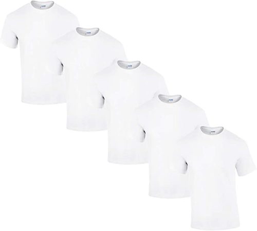 5 db-os csomagban Gildan kereknyakú pamut póló, fehér-4XL