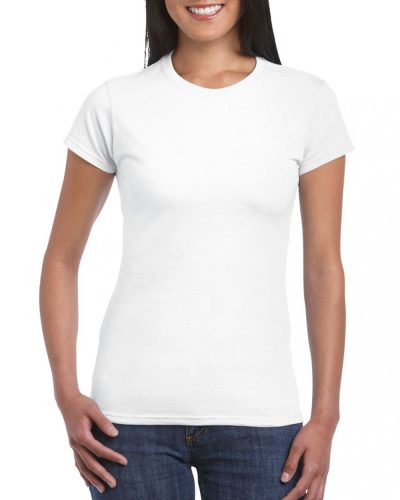 Softstyle Női póló, Gildan GIL64000, kereknyakú, rövid ujjú, White-M